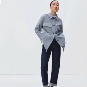 Everlane Shirt/Jacket Shacket Flannel Heathered Light Blue Medium